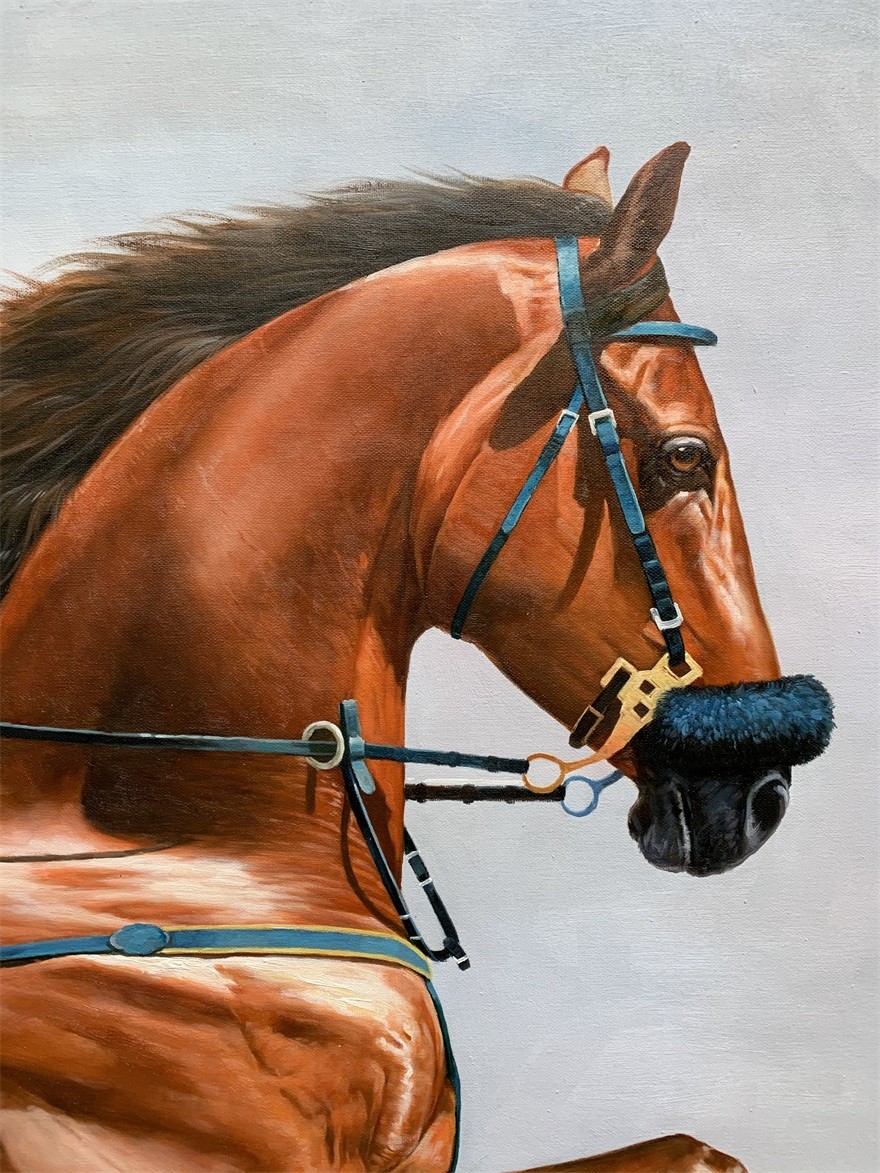 郑武贤一马当先布面油画