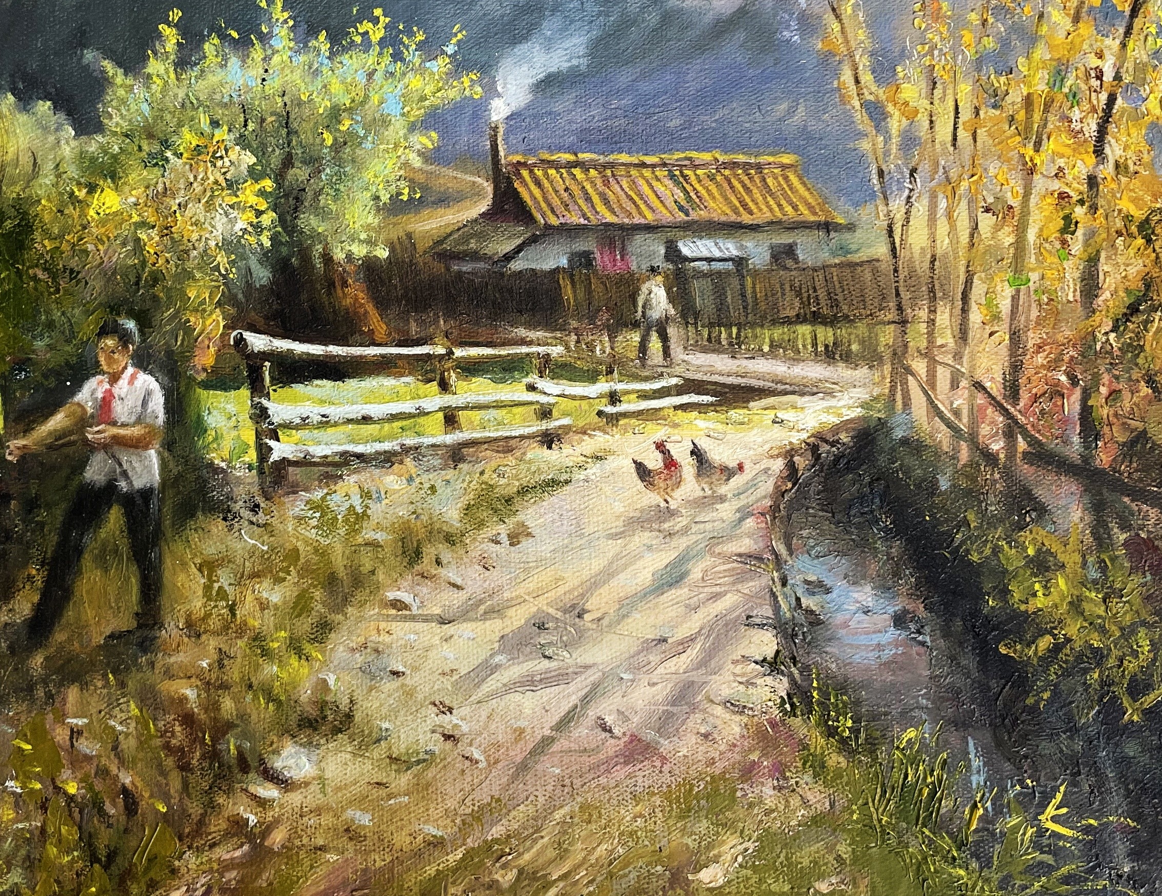 朝鲜油画一级画家权恩日乡村