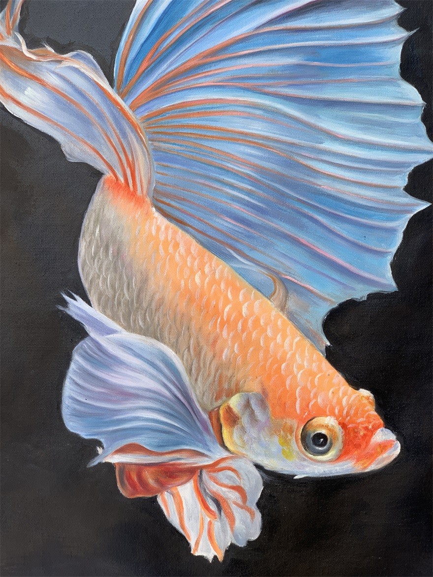 左耀林金鱼系列大尺寸布面油画