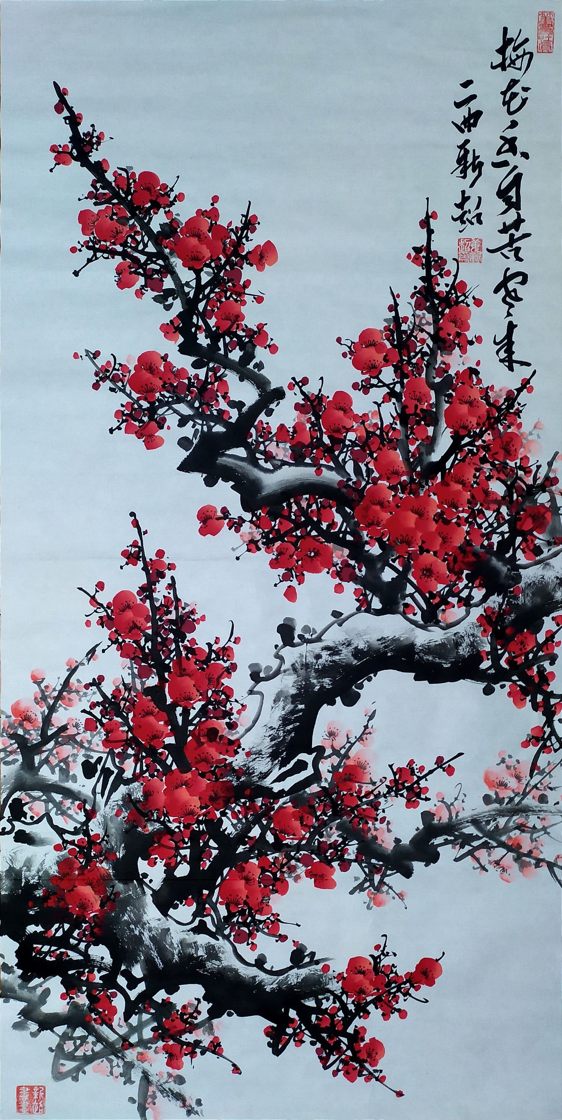 国画138x68cm梅花梅花香自苦寒来